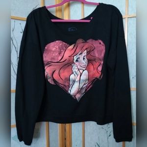Disney Little Mermaid cropped boat-neck sweatshirt size Lg